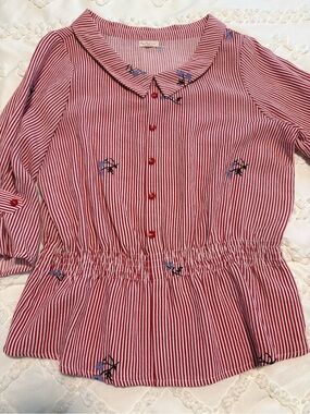 Vintage Retro style 3/4 sleeve peplum blouse, Antilia Femme Size M